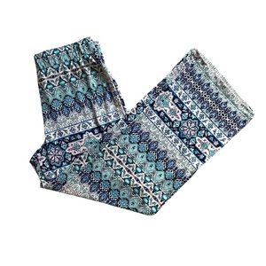 NY COLLECTION Palazzo Wide Leg Pants PL Blue White